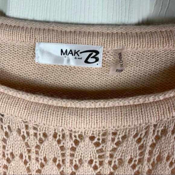 Mak B Coquette angora blend blush pink sweater sweetheart knit medium - Picture 4 of 12